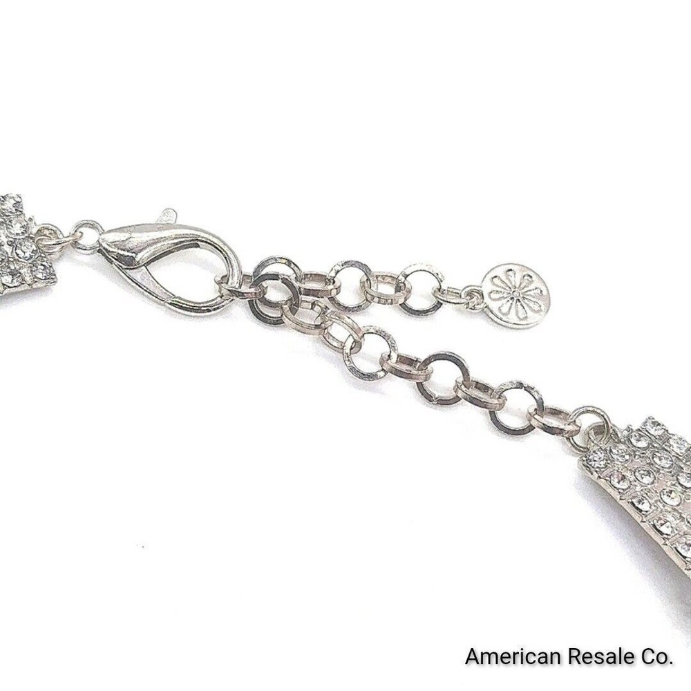 Isaac Mizrahi Live! Multishape Crystal Collar Statement Necklace 15" Silvertone - Picture 5 of 8